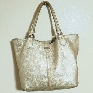 COLE HAAN Metallic Shoulder Tote Bag in Gold with magnetic closure